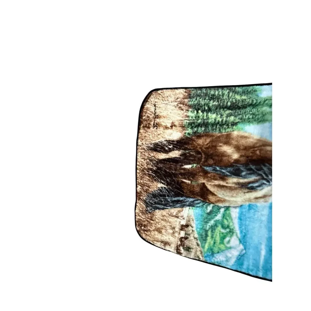 Vintage Retro Fleece Horse Theme Throw Blanket Accent Quilt Cover Equestrian